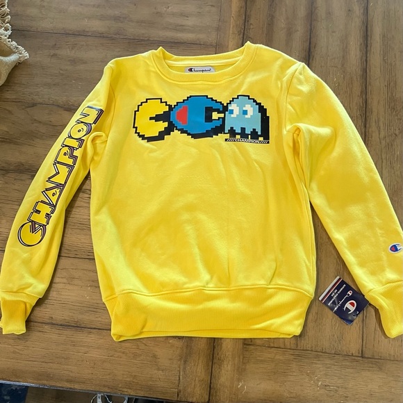 NWT Womens Medium Limited Edition Champion Yellow Pac-man XSweatshirt 80s Retro - Picture 1 of 11
